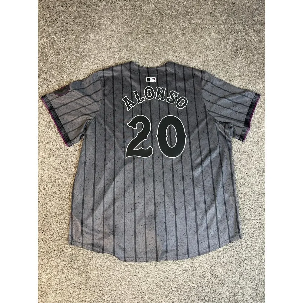 New York Mets Jersey Mens 2XL Gray MLB Baseball Nike Pete Alonso City Connect